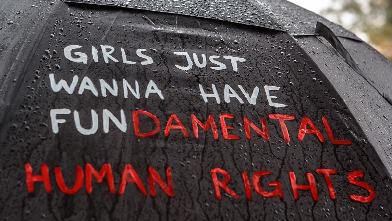 Handwritten text: girls just wanna have fundamental human rights