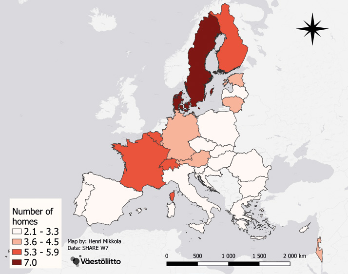 Map of Europe shows that the Nordic countries and Central Europeans are more mobile than Southern and Eastern Europeans.