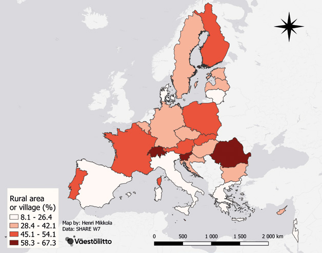 Map or Europe shows that the most urbanized countries are located in the south.