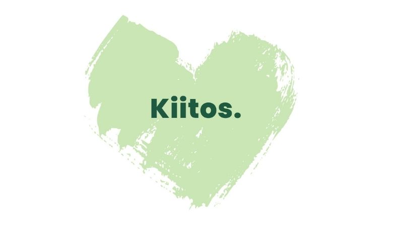 Sydämenmuotoinen kiitos.