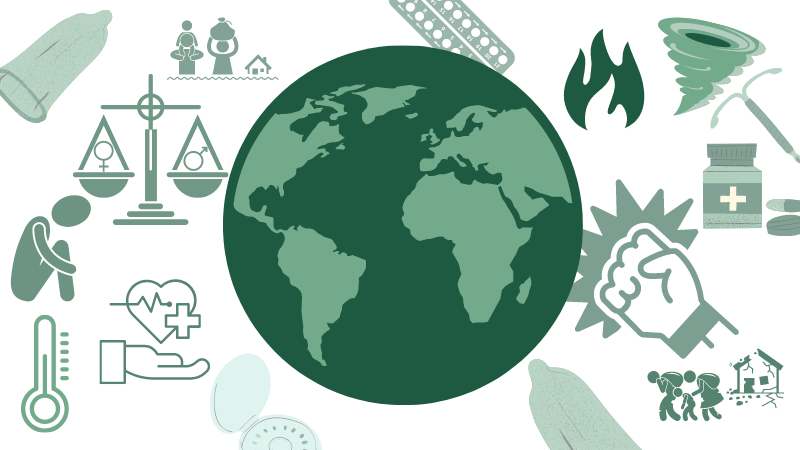 globe and contraceptives, illustrative