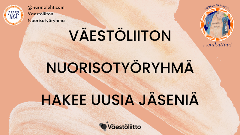 Väestöliiton nuorisotyöryhmä hakee uusia jäseniä