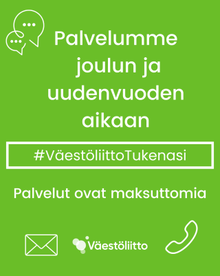 Väestöliiton palvelut joulun ja uudenvuoden aikaan