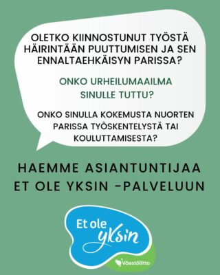 Haemme asiantuntijaa Et ole yksin -palveluun