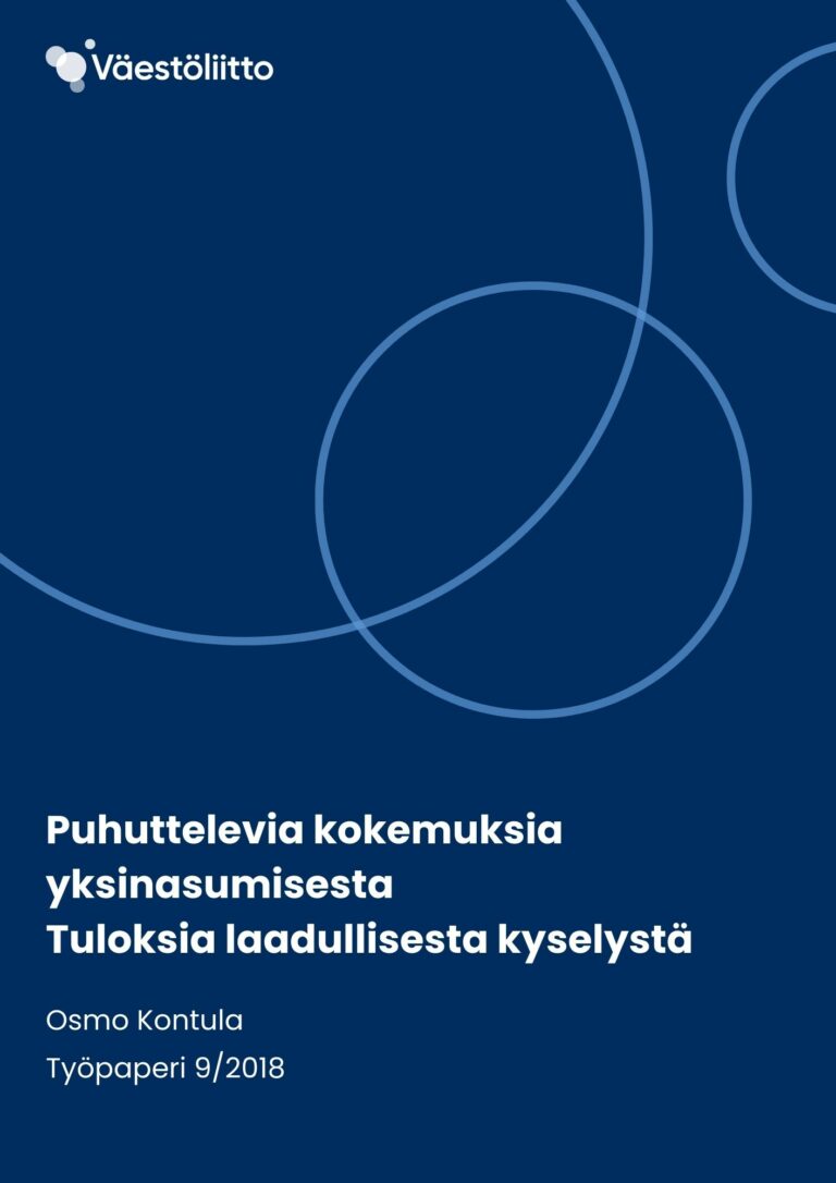 Puhuttelevia kokemuksia yksinasumisesta -työpaperin kansi