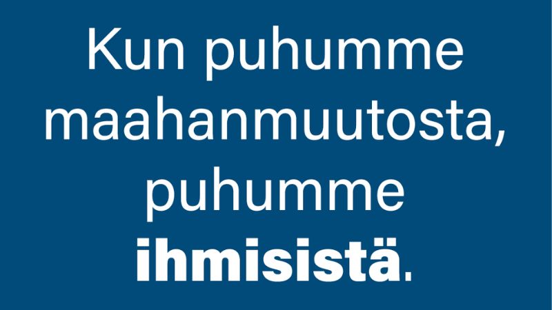 Kuvassa lukee: Kun puhumme maahanmuutosta, puhumme ihmisistä.