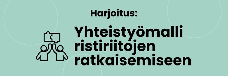 Harjoitus:Yhteistyömalli ristiriitojen ratkaisemiseen.